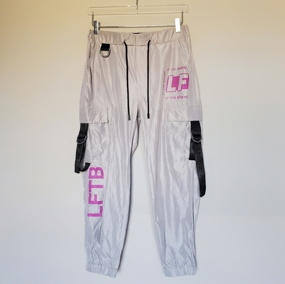 LF The Brand Streetwear Cargo Jogger Pants Gray/Pink Size M - Picture 10 of 10